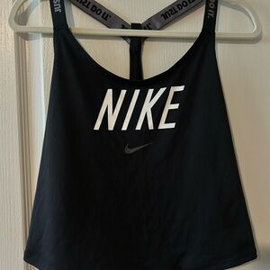 Nike Black and White Fitted Crop Tank Top